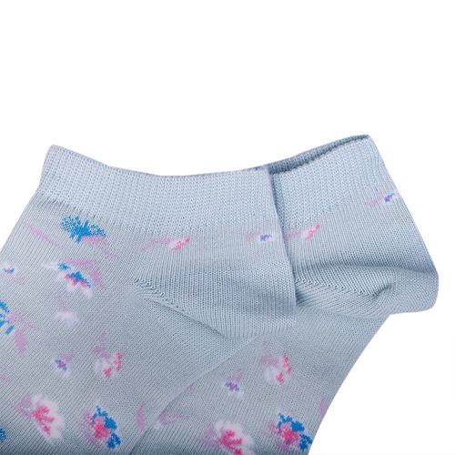 MEDIAS TOBILLERA LISA FLORES CELESTE, BLANCO