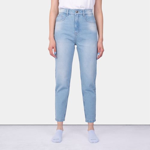 PANTALÓN DENIM MOM CELESTE