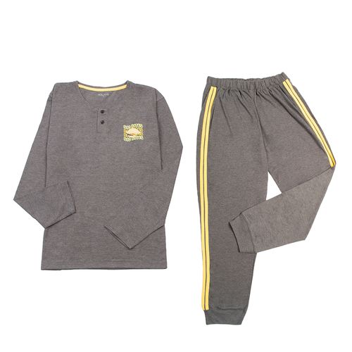 PIJAMA CONJUNTO MANGA LARGA, PANTALÓN VINCHA GRIS