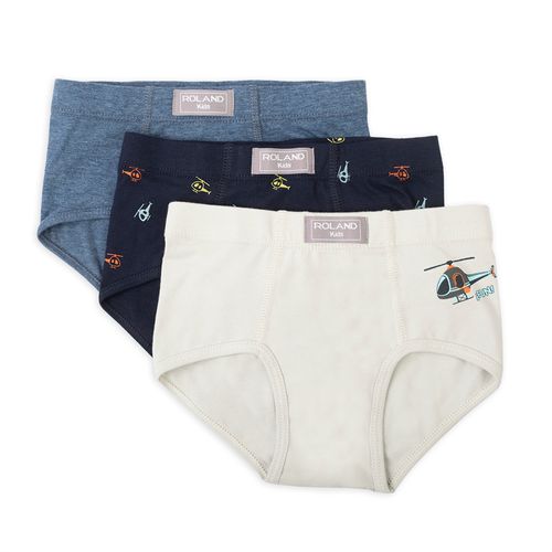 BRIEF ELASTICO RECUBIERTO HELICOPTERO AZUL ECLIPSE, AZUL JEAN JASPE, GRIS BAJO