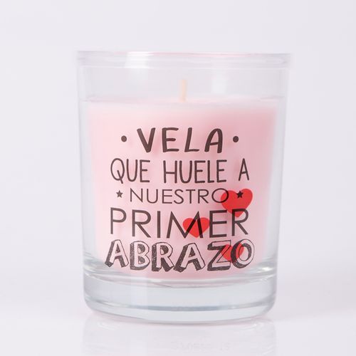 VELA VASO PERFUMADA MENSAJE ABRAZO