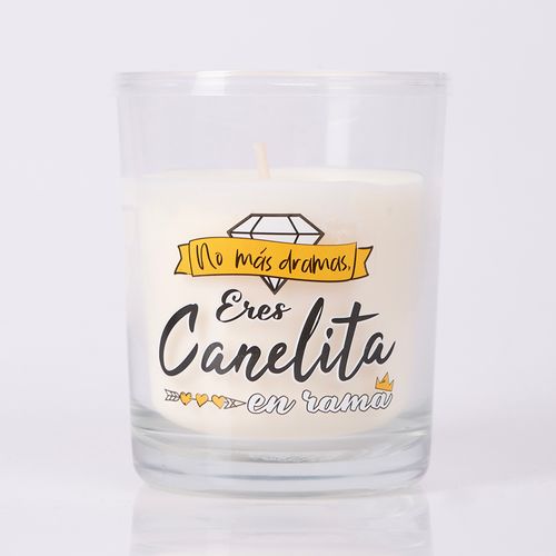 VELA VASO PERFUMADA MENSAJE CANELITA