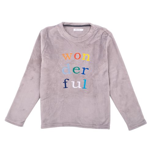 PIJAMA CONJUNTO MANGA LARGA+PANTALÓN POLAR WONDERFUL GRIS