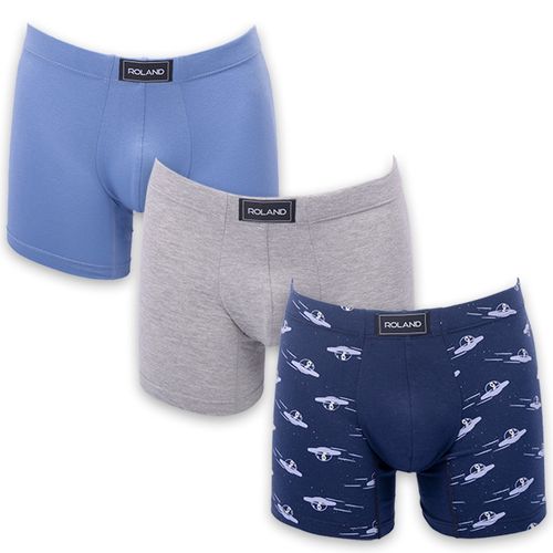 BOXER MODA ELÁSTICO RECUBIERTO NAVE ALIEN AZUL MARINO, CELESTE, GRIS JASPE CLARO PACK X3