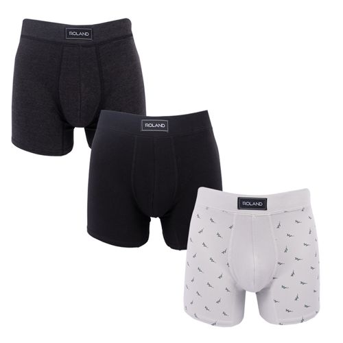 BÓXER ELASTICO RECUBIERTO ALGODÓN GRIS BAJO, NEGRO, GRIS FARFAN JASPE