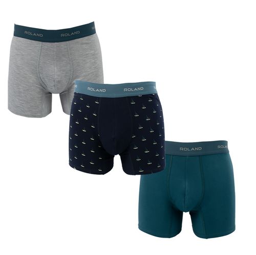 BOXER PRINT ELASTICO VISTO MARINO, GRIS, TURQUESA