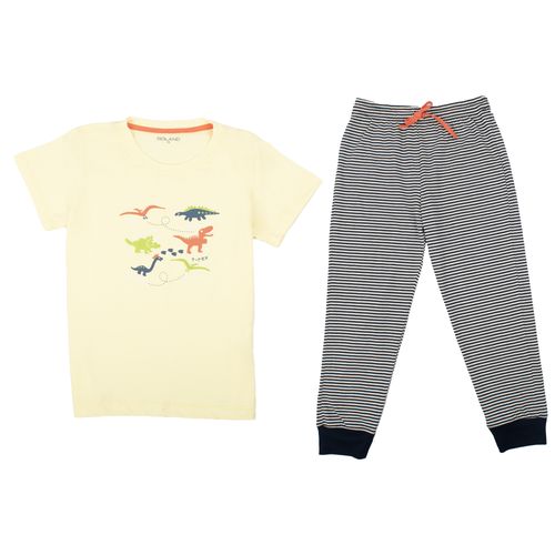 PIJAMA CONJUNTO MANGA CORTA+PANTALÓN DINOSAURIO AMARILLO