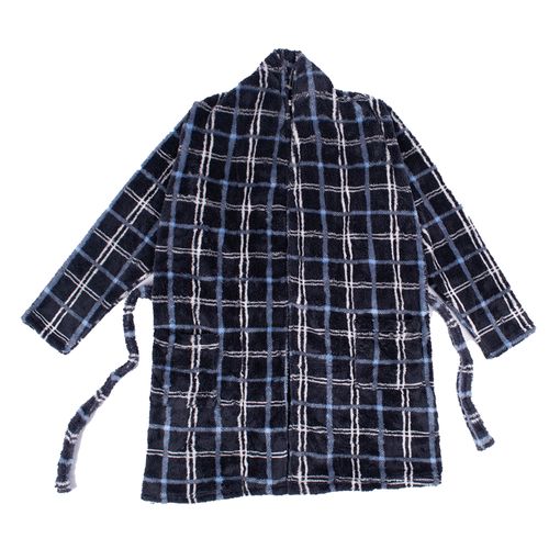 PIJAMA SALIDA DE CAMA POLAR CUADROS AZUL
