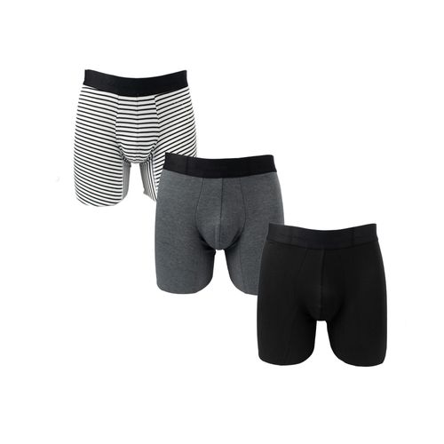 BOXER MODA ELASTICO VISTO PIERNA LARGA NEGRO BLANCO, GRIS JASPE OSC, NEGRO