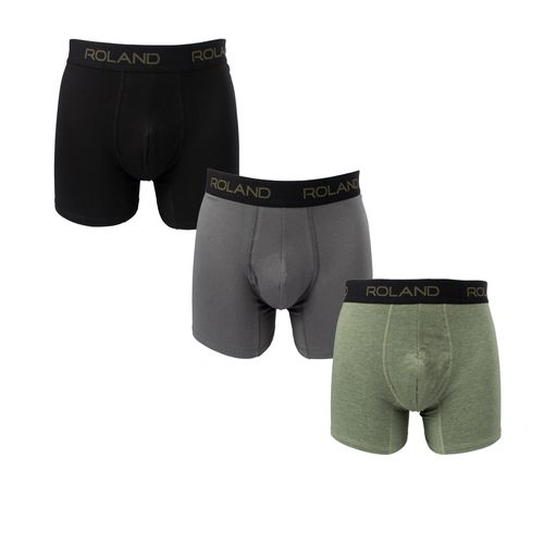 BOXER BASICO ELASTICO VISTO ALGODÓN VERDE JASPE, GRIS INVIERNO, NEGRO PACK X3