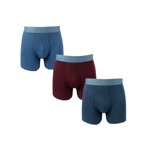 BOXER BASICO ELASTICO VISTO ALGODÓN ZAFIRO AZULADO, VINO, AZUL PIEDRA PACK X3