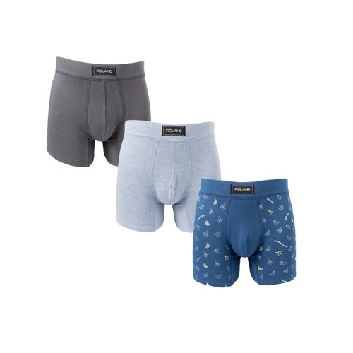 BOXER MODA ELASTICO RECUBIERTO ALGODÓN AZUL PIEDRA, CELESTE PLATA JASPE, GRIS HIERRO PACK X3