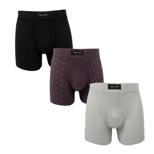 BOXER MODA ELASTICO RECUBIERTO ALGODÓN PURPURA, GRIS FARFAN JASPE, GRIS BAJO PACK X3