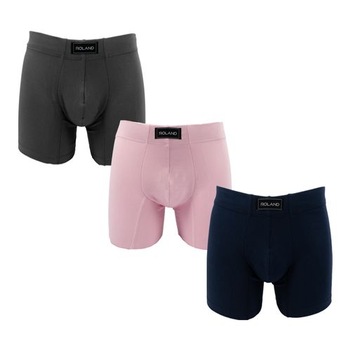 BOXER BASICO ELASTICO RECUBIERTO AZUL MARINO / ROSA / GRIS