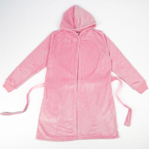 PIJAMA SALIDA DE CAMA POLAR CAPUCHA ROSA