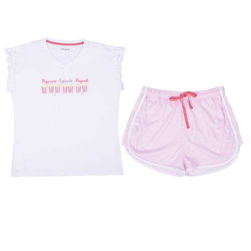 PIJAMA CANGUIL POP CORN CONJUNTO MANGA CORTA SHORT CRUDO PACK X2
