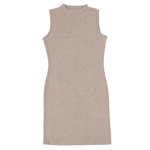 VESTIDO CUELLO ALTO RIBB GRIS