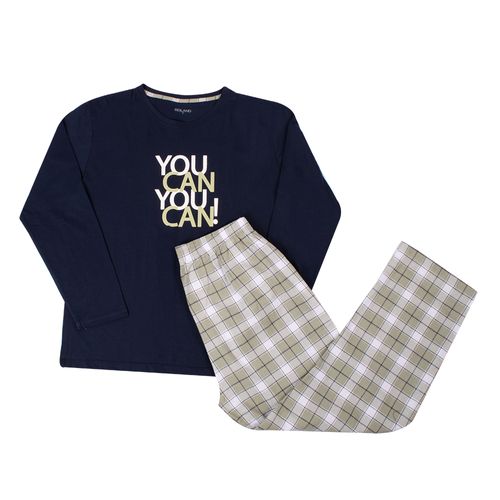 PIJAMA CONJUNTO MANGA LARGA, PANTALÓN  YOU CAN AZUL