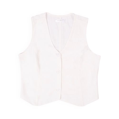 CHALECO BOTONES LINO BLANCO