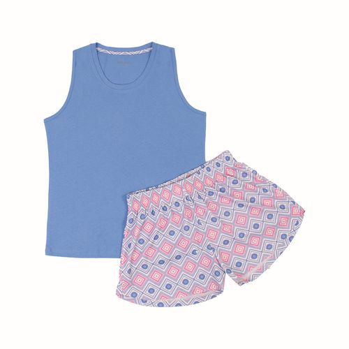 PIJAMA CONJUNTO MANGA CORTA, SHORT AZUL