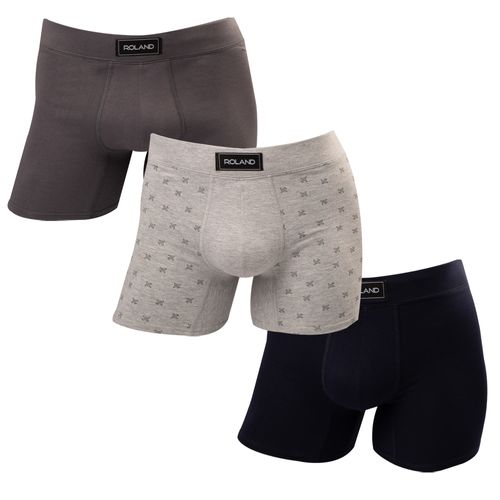SET DE BOXER  ELASTICO RECUBIERTO PIERNA MEDIA GRIS