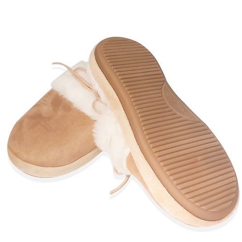 PANTUFLA LLANA CORDÓN FELPA CHOCOLATE