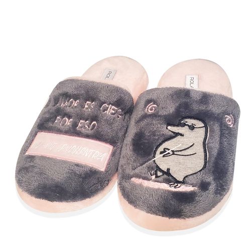 PANTUFLA FRASE CELEBRE FELPA PALO ROSA