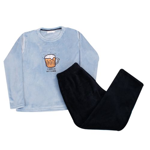 PIJAMA CONJUNTO MANGA LARGA +PANTALÓN CELESTE