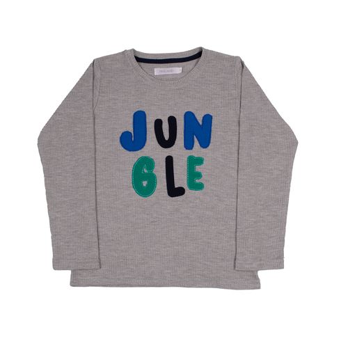 PIJAMA CONJUNTO MANGA LARGA, PANTALÓN  POLAR JUNGLE GRIS