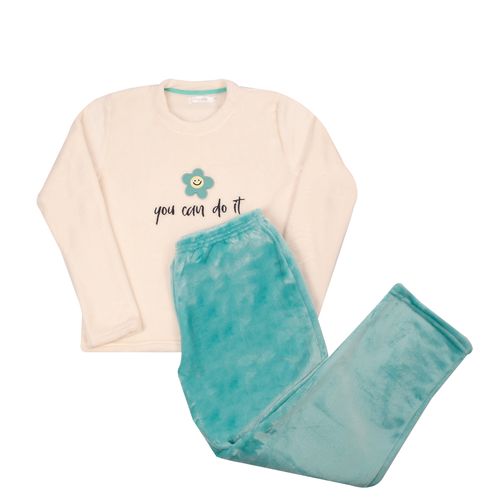 PIJAMA FLOR POLAR CRUDO