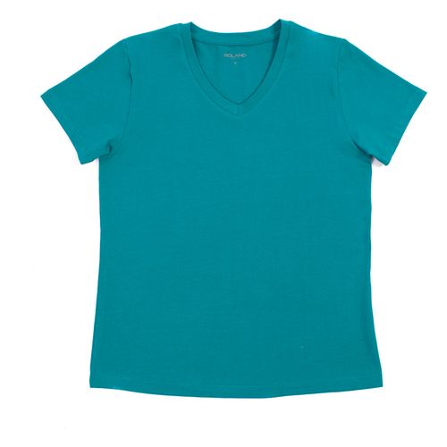 CAMISETA CUELLO V TURQUESA