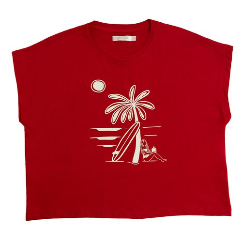 CAMISETA PALMERAS ROJO