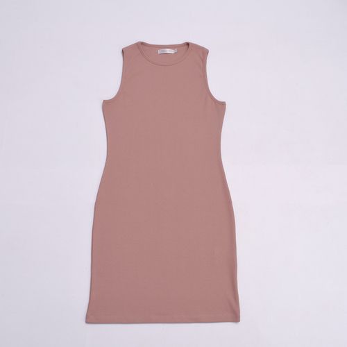 VESTIDO CUELLO REDONDO ROSA