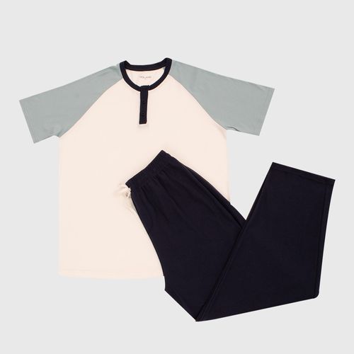 PIJAMA CONJUNTO MANGA CORTA + PANTALON VINCHA CRUDO
