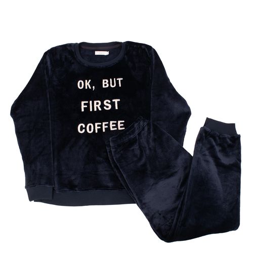 PIJAMA CONJUNTO MANGA LARGA + PANTALON FIRST COFFEE AZUL