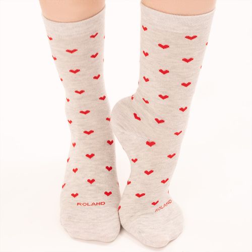 MEDIA CASUAL CAÑA 3/4 LISA CORAZONES SAN VALENTÍN JASPE PACK X1