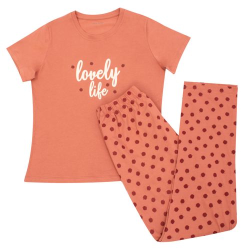 PIJAMA LOVELY SAN VALENTÍN CONJUNTO MANGA CORTA+PANTALON ROSA