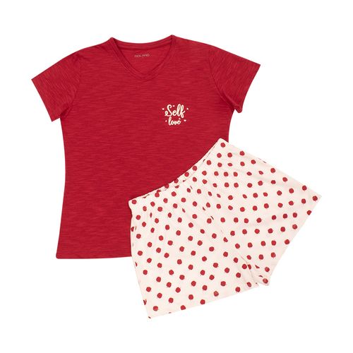 PIJAMA CONJUNTO MANGA CORTA+SHORT SELF SAN VALENTÍN ROJO