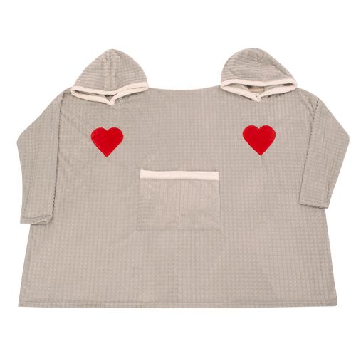 PIJAMA SALIDA DE CAMA CORAZONES PAREJA SAN VALENTÍN GRIS