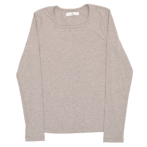 BUZO RIB CUELLO CUADRADO GRIS