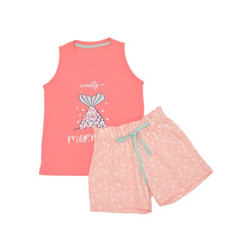 PIJAMA CONJUNTO MANGA CORTA + SHORT MERMAID ROSADO