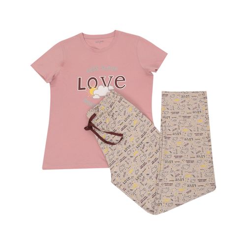 PIJAMA LOVE CONJUNTO MANGA CORTA+PANTALON ROSA