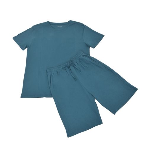 PIJAMA CONJUNTO MANGA CORTA + SHORT LLANA PETROLEO