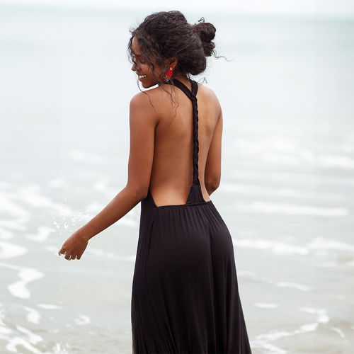 VESTIDO PLAYA TRENZADO NEGRO