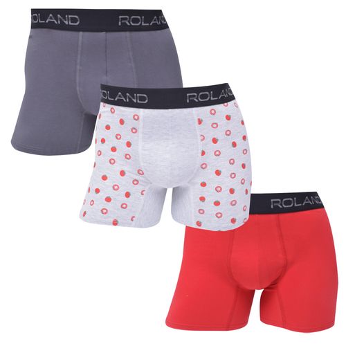 BÓXERS ELASTICO VISTO PIERNA MEDIA TOMATE GRIS PACK X3