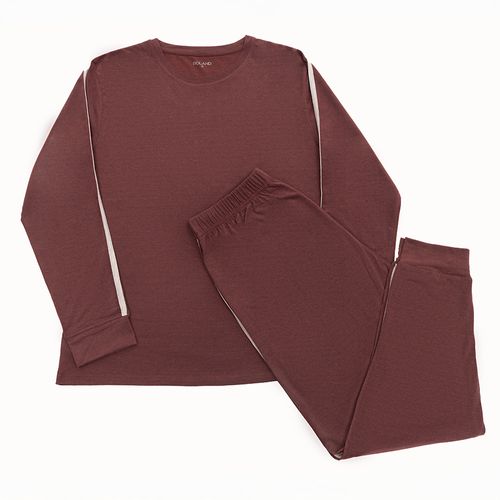 PIJAMA CONJUNTO MANGA LARGA + PANTALÓN VINO