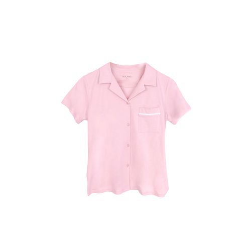 PIJAMA CONJUNTO MANGA CORTA + SHORT CAMISERO ROSA