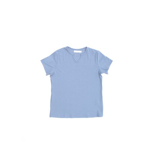 CAMISETA CUELLO V RIB CELESTE