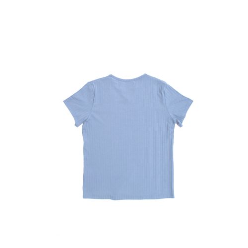 CAMISETA CUELLO V RIB CELESTE