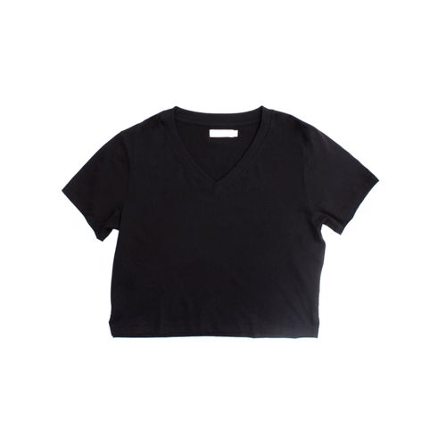 CAMISETA JERSEY CUELLO V NEGRO
